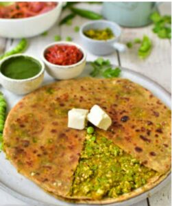 Paneer Stuffed Green Pea Paratha